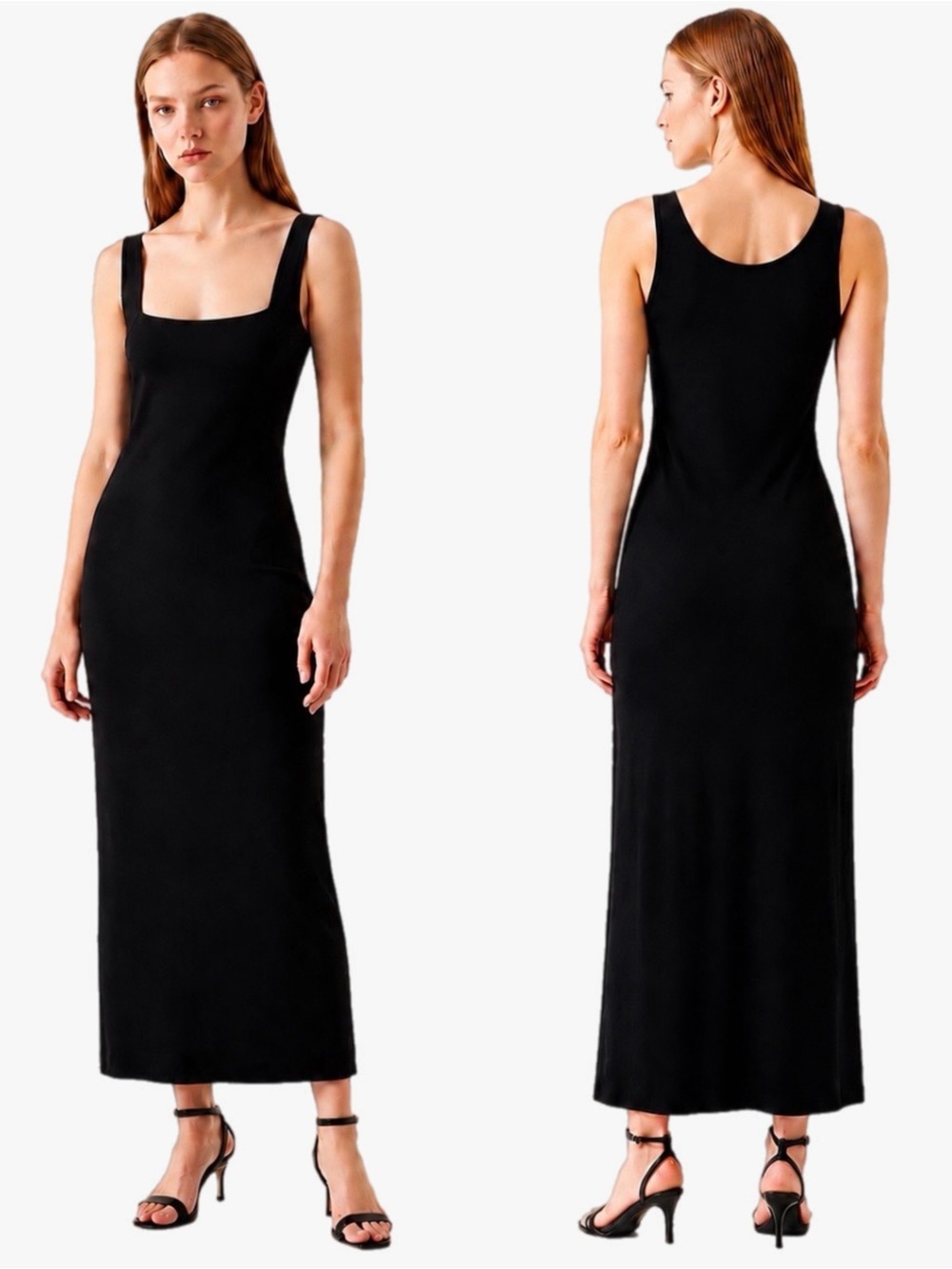 ASOS Minimalist Black Square Neck Maxi Dress Women’s Size 12